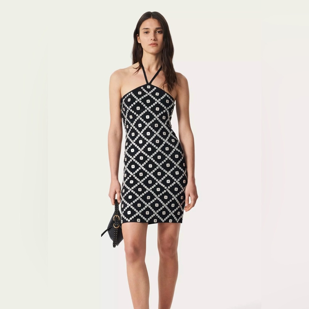 NWT Rag & Bone Melo Embellished Mini Dress Black/White Beaded Size S $598 Retail